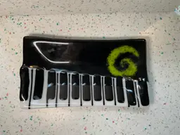 #01 Fused glass keyboard with lime green spiral