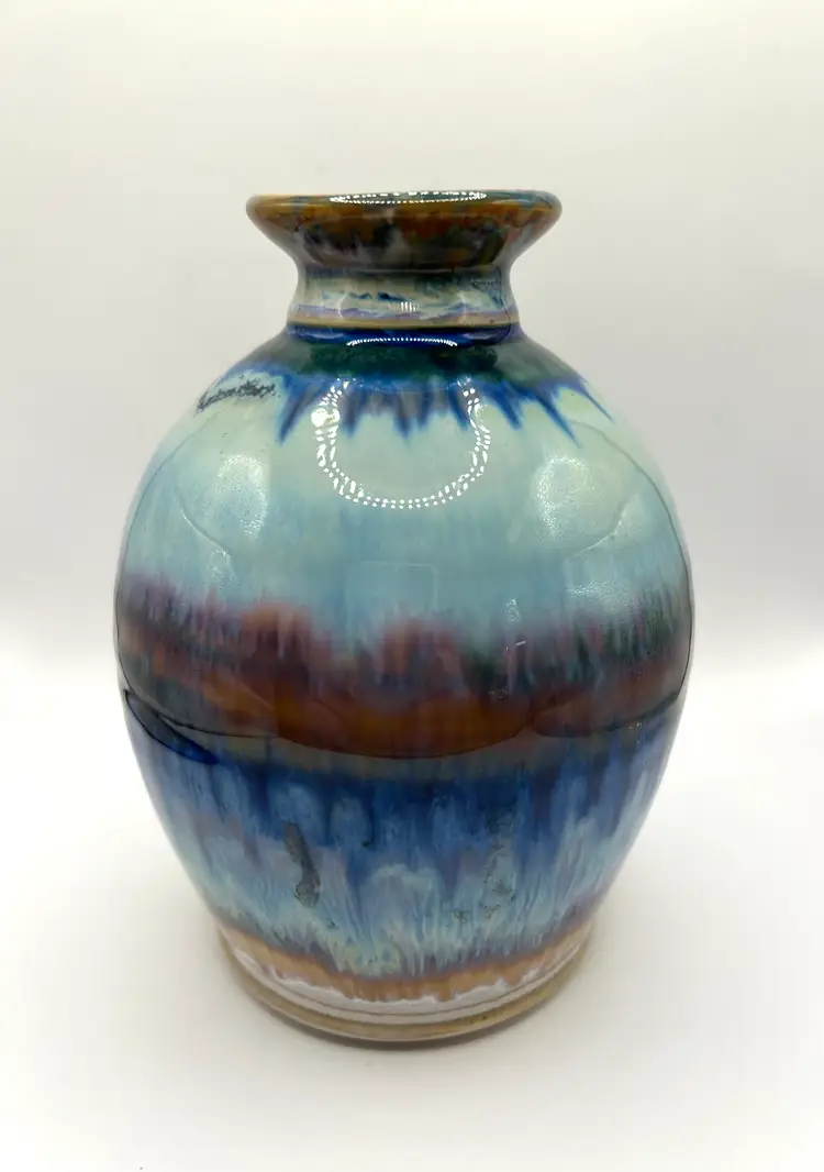 Signed Studio Pottery Vase 4” x 5”