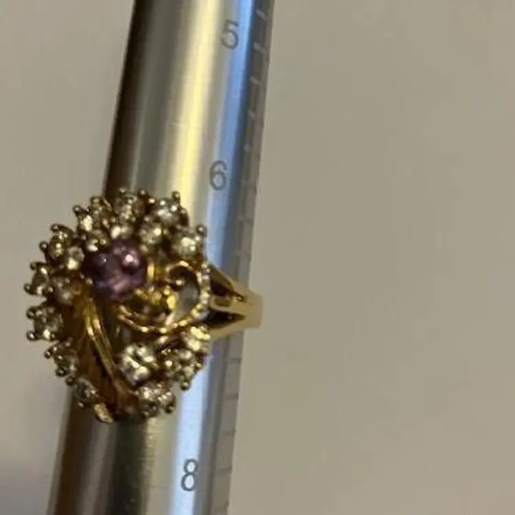 Vintage Amethyst & Rhinestone  Costume Cocktail Ring