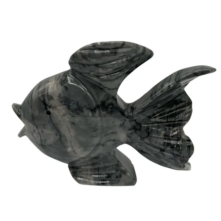 Z.Gray Carved Stone Fish Paperweight 6”Lx3.5”H Read Description