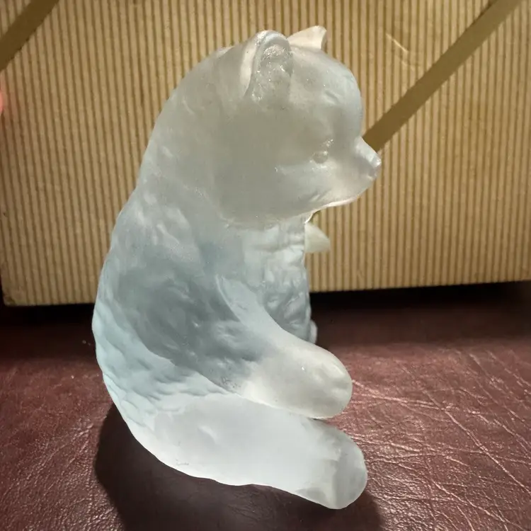 4” Mosser Light Blue Frosted Glass Bear 2 Scuffs