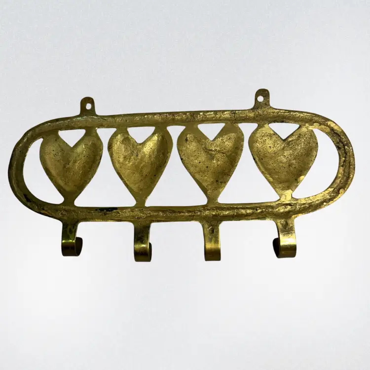 Vintage Small Brass Hearts Wall Hanger
