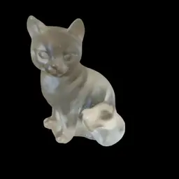 Fenton Frosted Cat 2 3/4 X 2 1/4 X 3 1/2 Inches