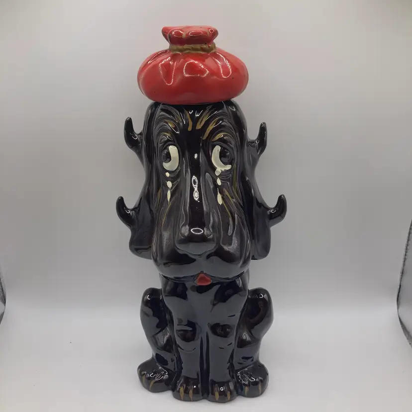 Vintage "Hungover Basset Hound" Ceramic Decanter! Made In Japan! 8 1/4” Tall!