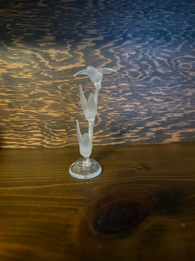 Frosted glass bird figure with clear base