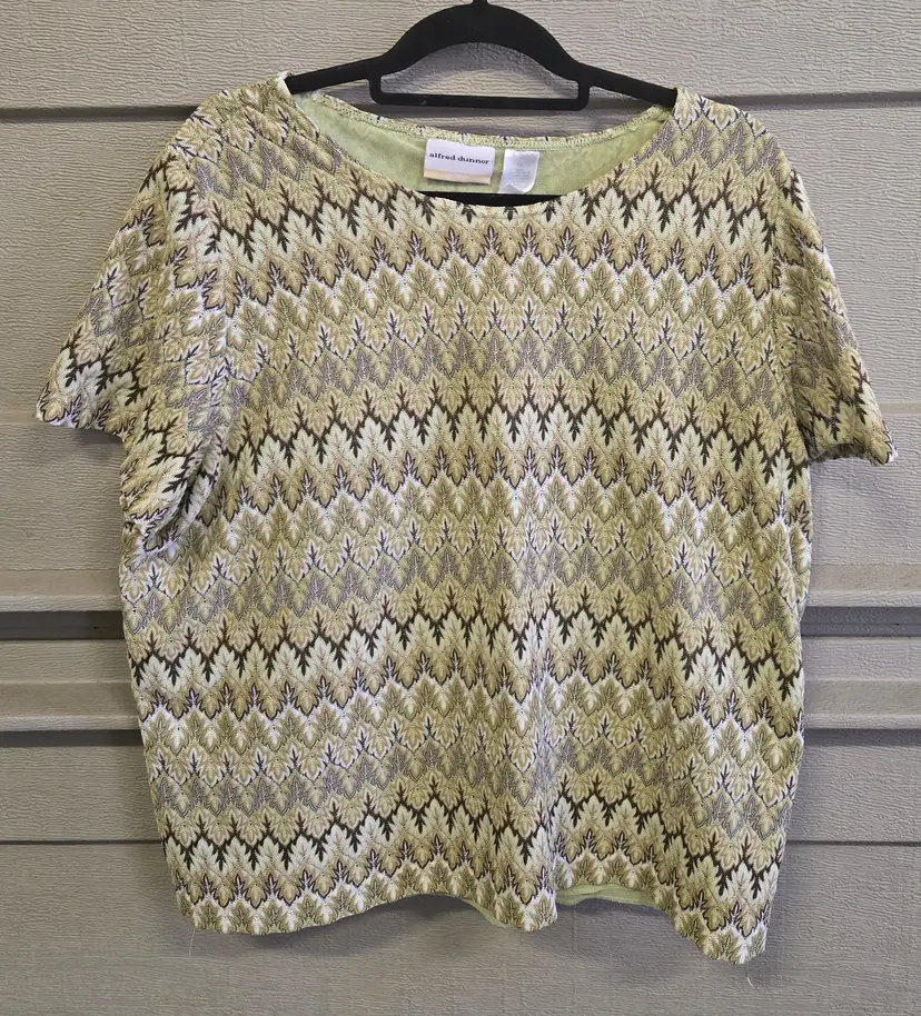 Alfred Dunner Women's Mesh Knit Top Lime Print Size XL