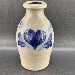 Vintage Rowe Pottery Works Salt Glazed Stoneware Jug With Heart 1995