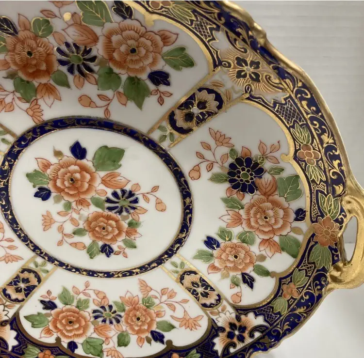 Vintage Nippon Morimura Hand Painted Raised Gold Detail Handles Bowl