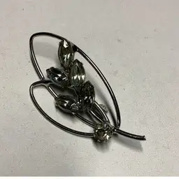 Silvertone & Crystals Brooch 2”