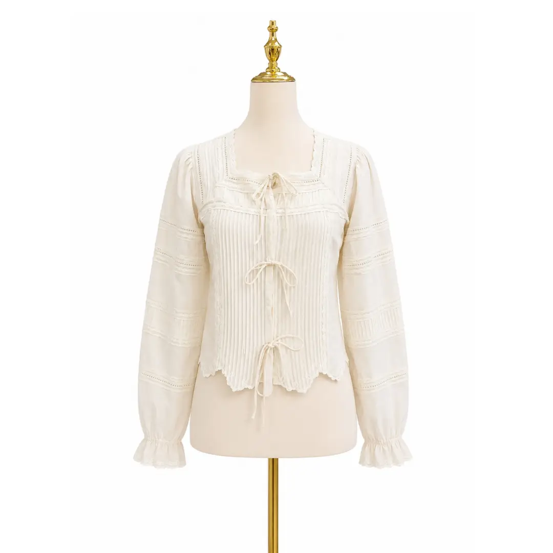 Loveshack Fancy Front Tie Blouse Sz XS