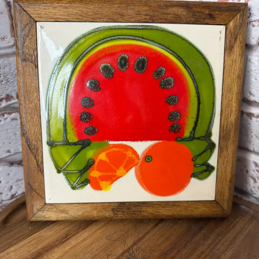 Tile If Fruit 🍉 Around Wooden Frame Hand Made And From England