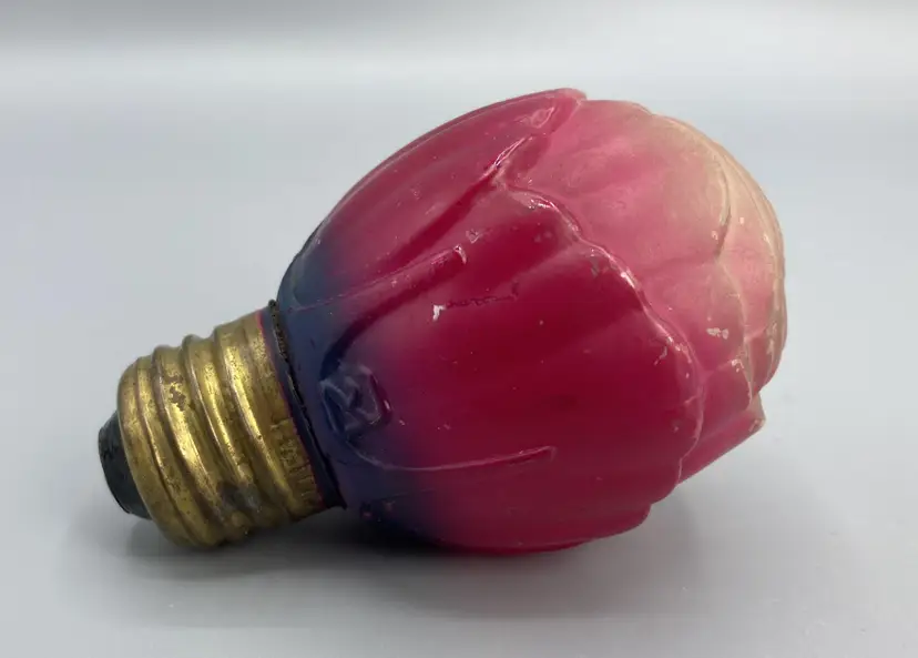 Figural Blooming Rose Painted Light Bulb, DOES NOT WORK! - Pink - Vintage