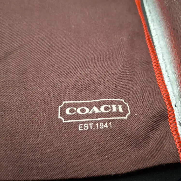 Coach Brown Drawstring Dust Bag With Red Trim 12 x 14
