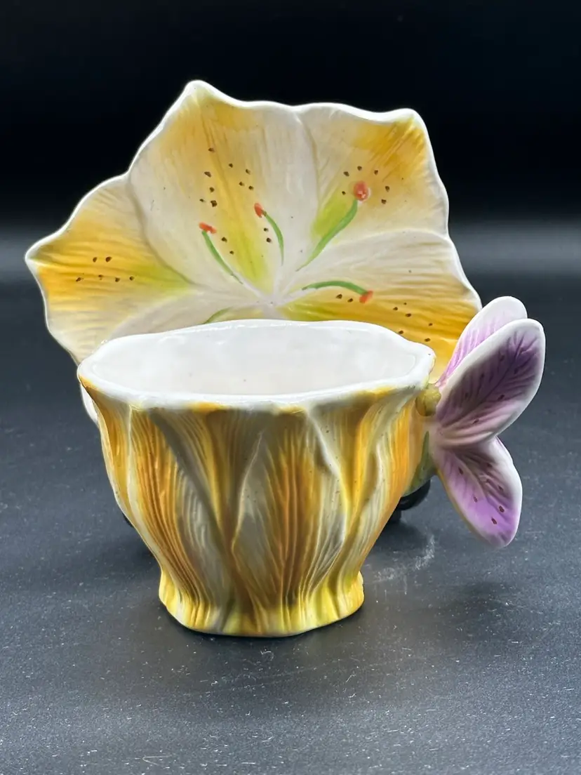 Pacific Rim Studio, Ceramic Cup and Saucer Set, Butterfly