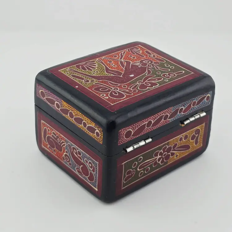 Mexico Folk Art Animal Wooden Trinket Box