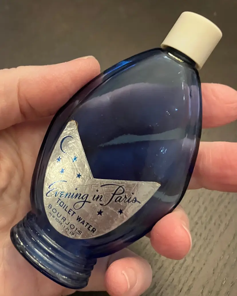 VTG Empty Bourjois Evening in Paris Toilet Water Cologne Blue Bottle 1 fl. oz