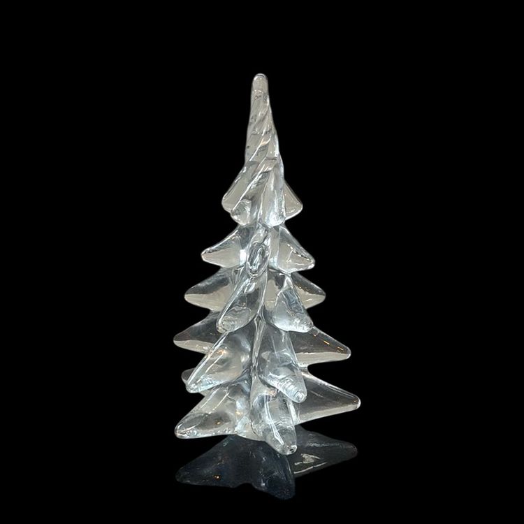 Vintage Clear Glass Twisted Top Christmas Tree Glows Under 365 Black Light Stunning No chips No Cracks