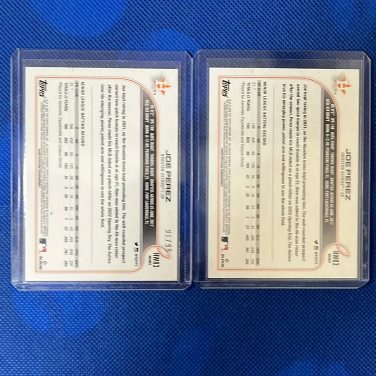 2022 Topps Holiday Joe Perez RC HW83 RED Metallic 91/99 + Base Metallic