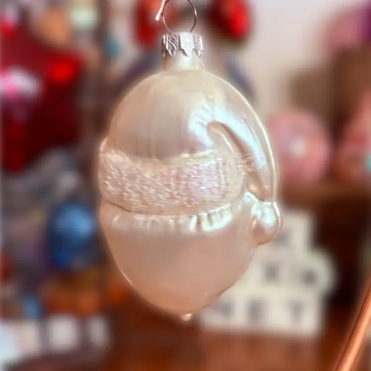 All White Hand Blown Santa Made In West Germany