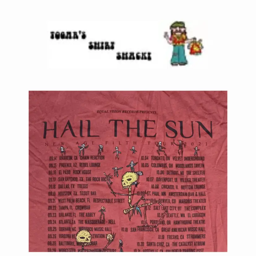 Hail The Sun Concert t-shirt New Age Filth cities and dates on back guitar rock