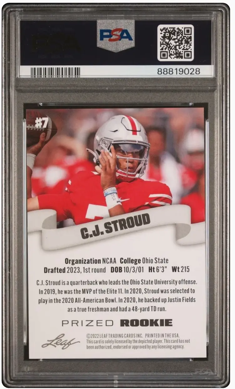 2022 CJ Stroud RC PSA 10