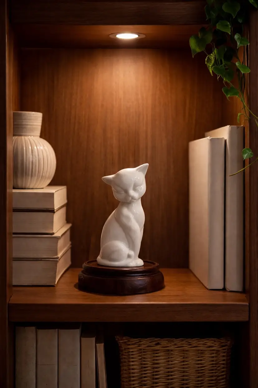 Mid Century Modern White Ceramic Cat Figurine