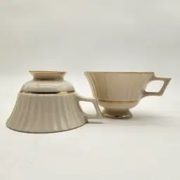 2 Lenox Temple Collection Citation Gold Bone China Tea Cups Ivory 24K Gold Trim