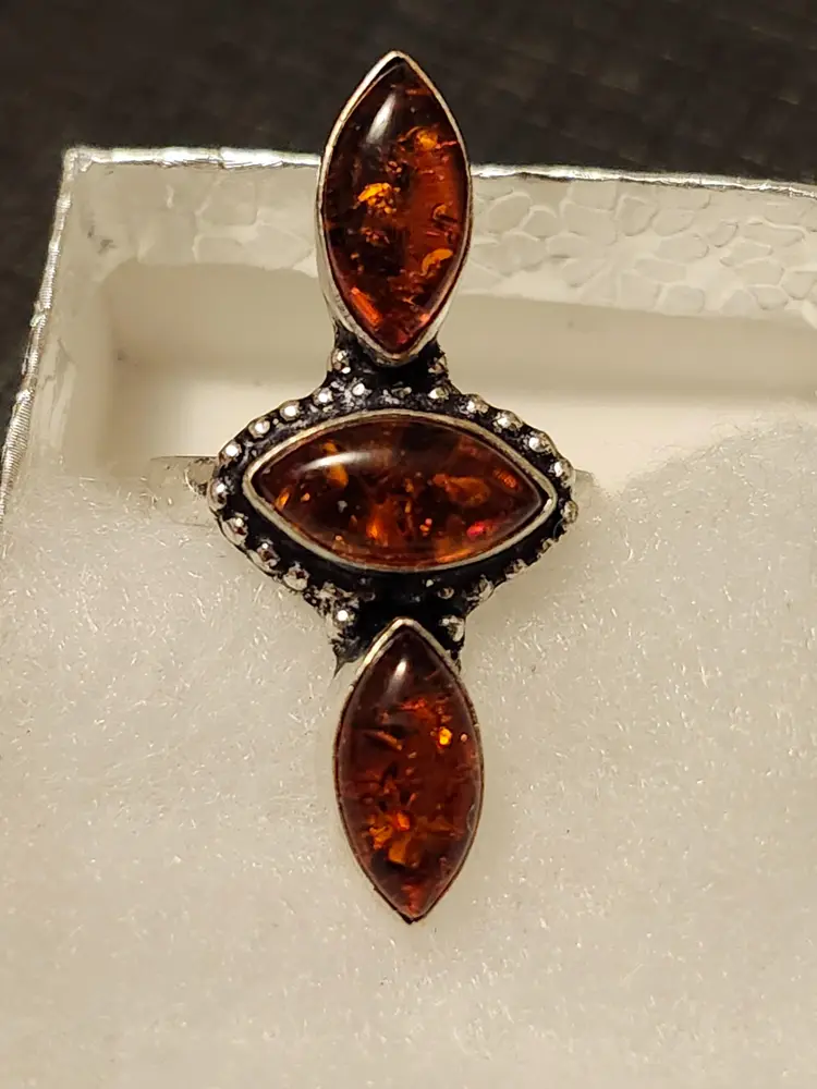 Triple Oval Amber Ring
