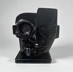 *One Of A Kind* Teotihuacan Mexican Art Black Obsidian Life/Death Mask. Marked OM-021 RLIO