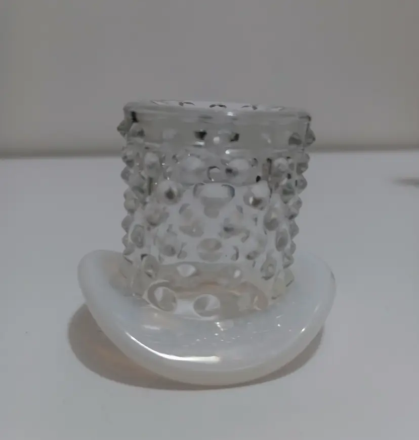 Fenton White Hobnail Glass Hat