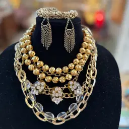 A#18 And A21 - Dangly Gold And Rhinestone Lot