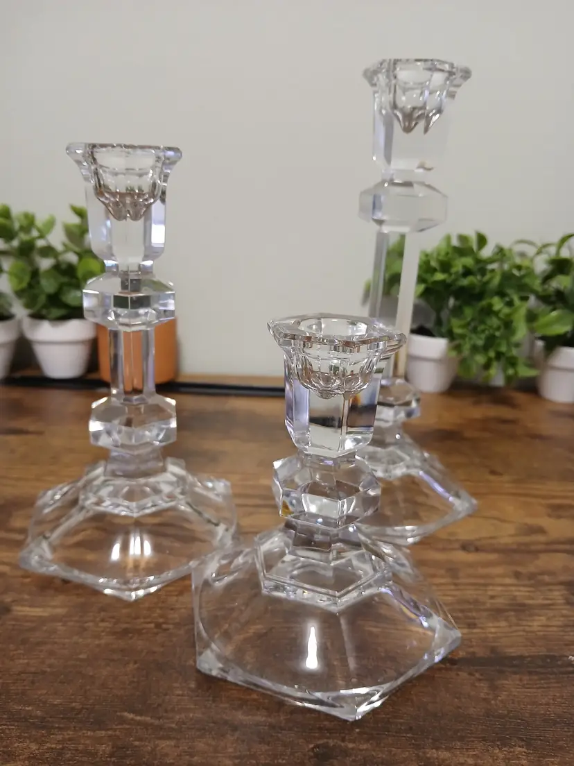 Vintage Crystal Candle Holders Set of 3