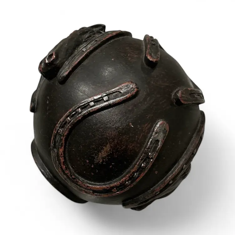 Dark Brown Resin Horse Head And Horseshoe Decorative Orb