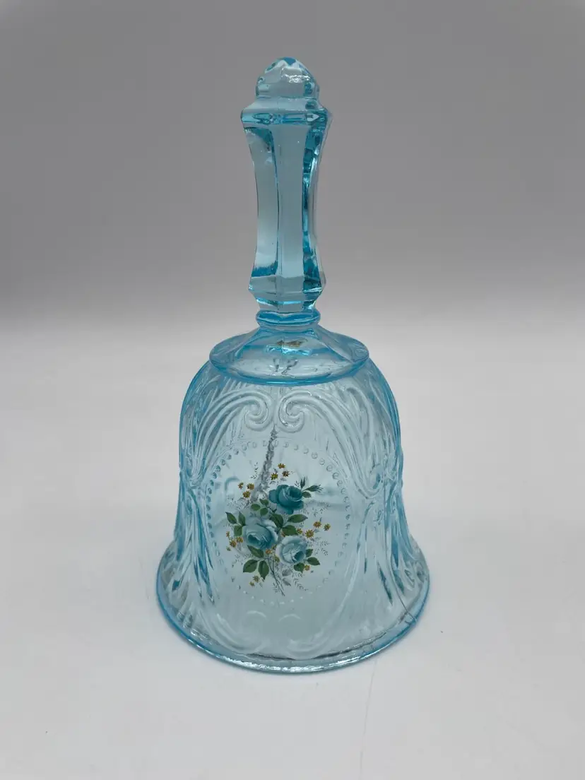 Vintage L.E. Smith Blue Daisy & Button Glass Bell