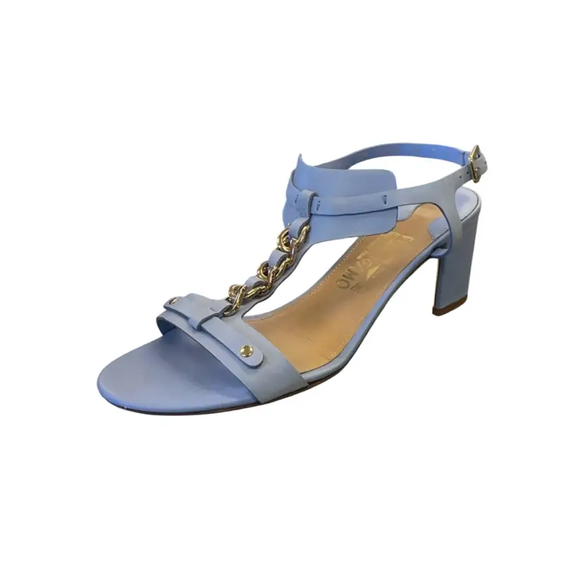 Ferragamo Lilac Chain Block Heel SZ 7