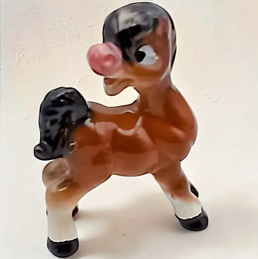 Vtg 1950s/ 1960s Ceramic Big Eyes Big Nose Laughing Horse Pony Figurine EUC