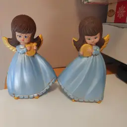 Angels with harp and tambourine. Great condition. 6.5 inches high.