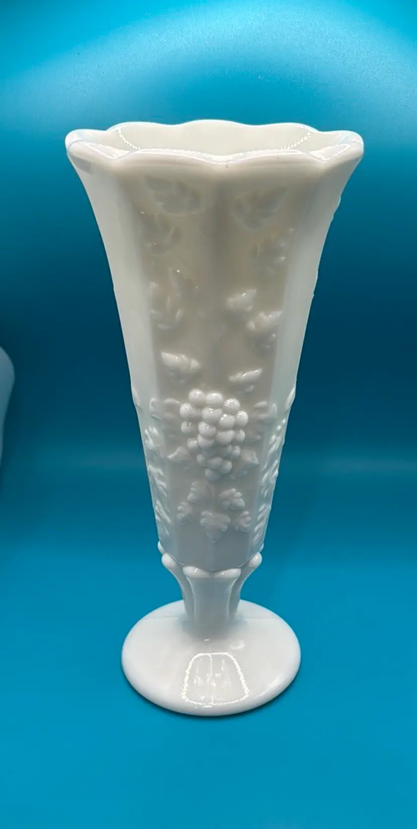 Westmoreland Milk Glass 8.5” VASE - PANELED GRAPE