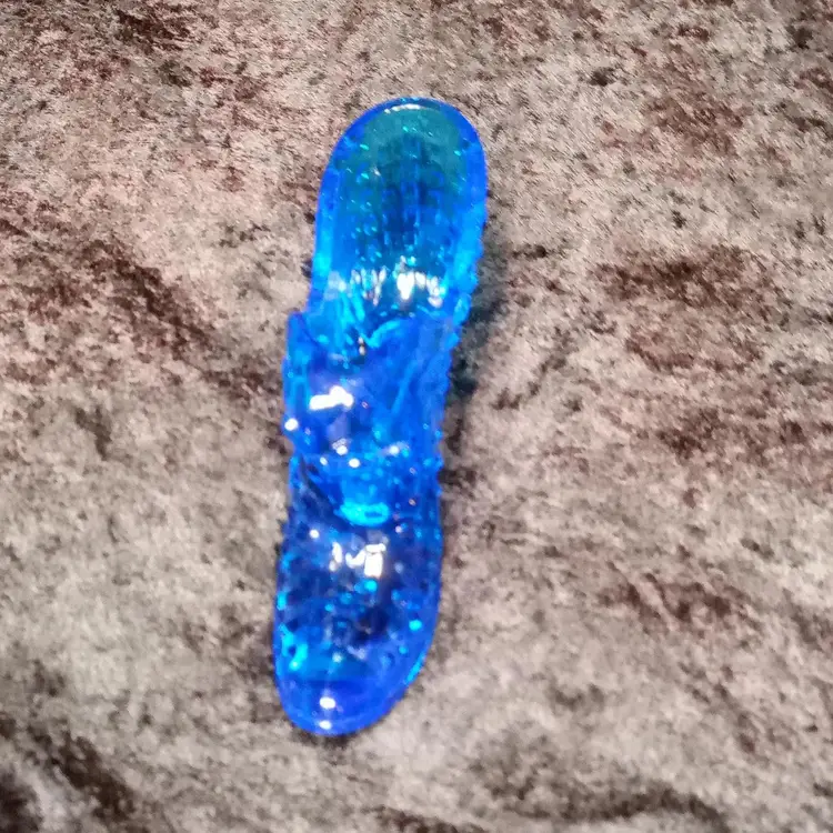 Vintage Colbalt Blue Glass Hobnail Shoe With Cat