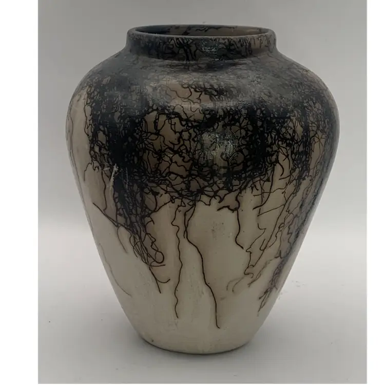 5.7” Horse Hair pottery vase. Signed 2014. Firestone Scottsdale.