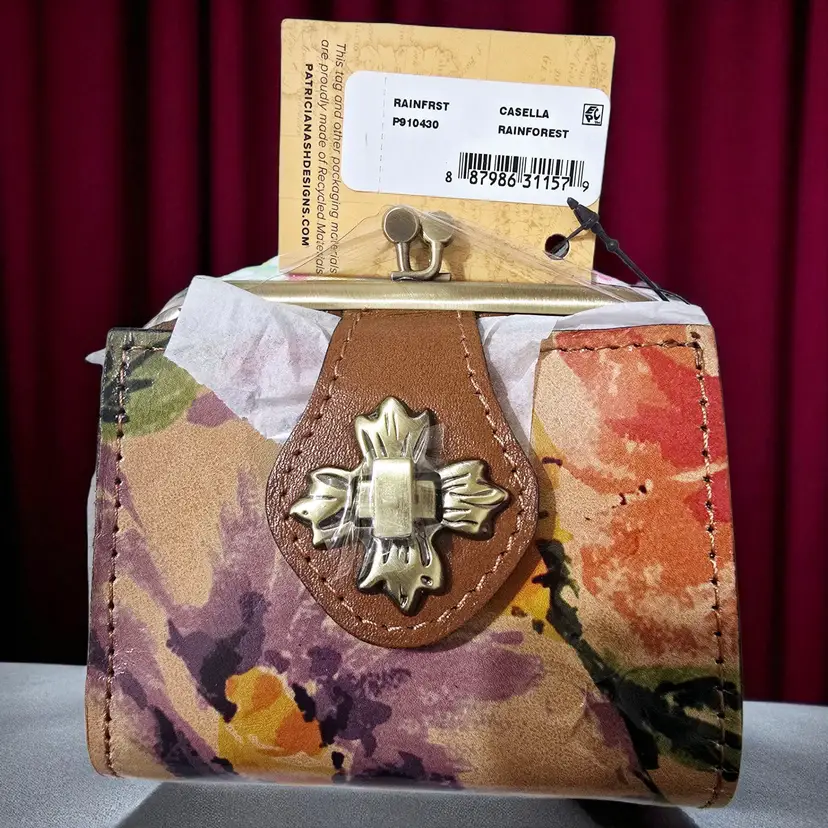 NWT Patricia Nash Leather Bifold Wallet Kisslock Pouch Multicolor