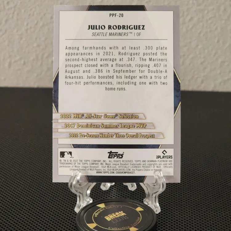 Julio Rodriguez 2022 Bowman Platinum Portfolios Holo SP Rookie Baseball Card - Mariners