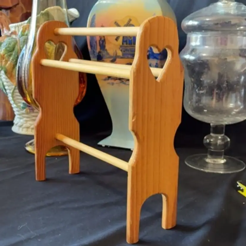 Dollhouse mini Wooden Heart Blanket Holder