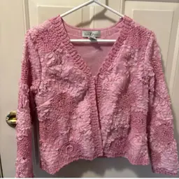 Once 1 Again Pink Textured Blazer Crop Jacket Rose Floral  Sz Small RARE