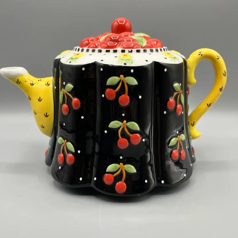 Mary Engelbreit Very Cherry Teapot  Full Size By Michel & Co 2001