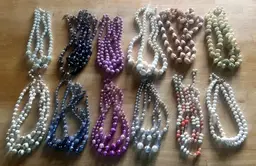 Lot of 12 Vintage Multi Strand Beaded Faux Pearl Necklace Unique Japan Hong Kong