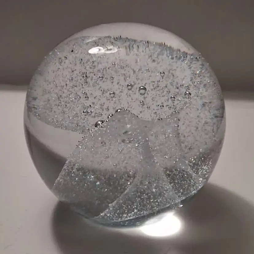 Clear Glass 3.0" Paperweight With Spiral 'Bubble'/ Carbonation Structure