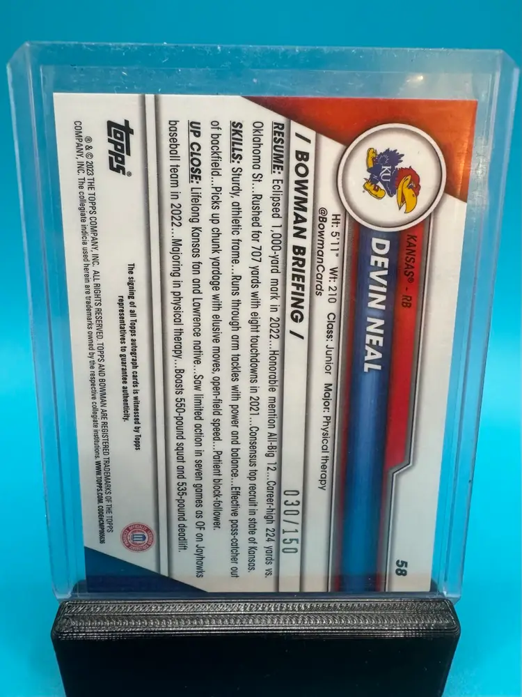 Devin Neal 1st Bowman Chrome U Fuchsia Mini-Diamonds Refractor Auto /150 New Orleans Saints