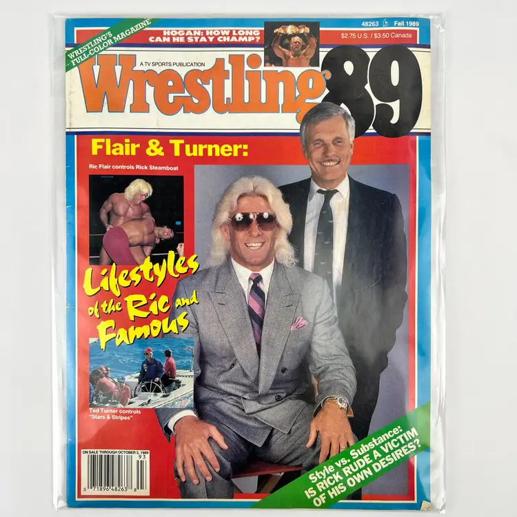 Vintage Wrestling 89 Magazine Fall 1989 Ric Flair Ted Turner Cover