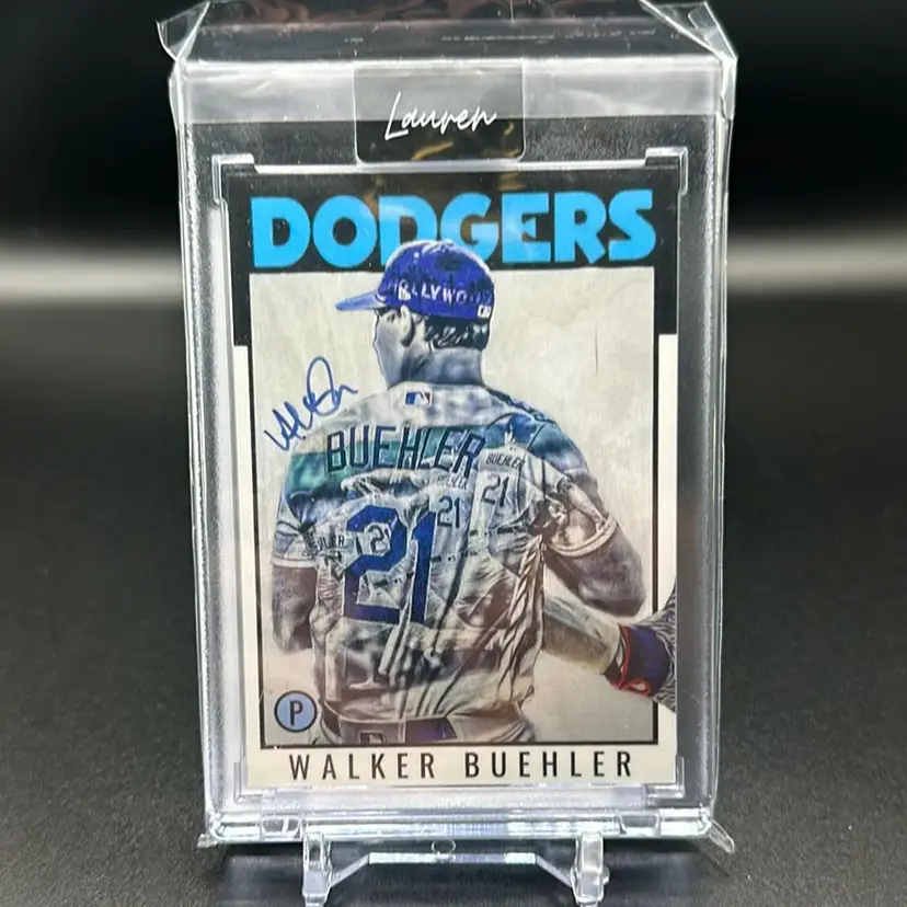 Walker Buehler 2021 Topps Project 70 Lauren Taylor Auto Blue 91/150 COA Los Angeles Dodgers